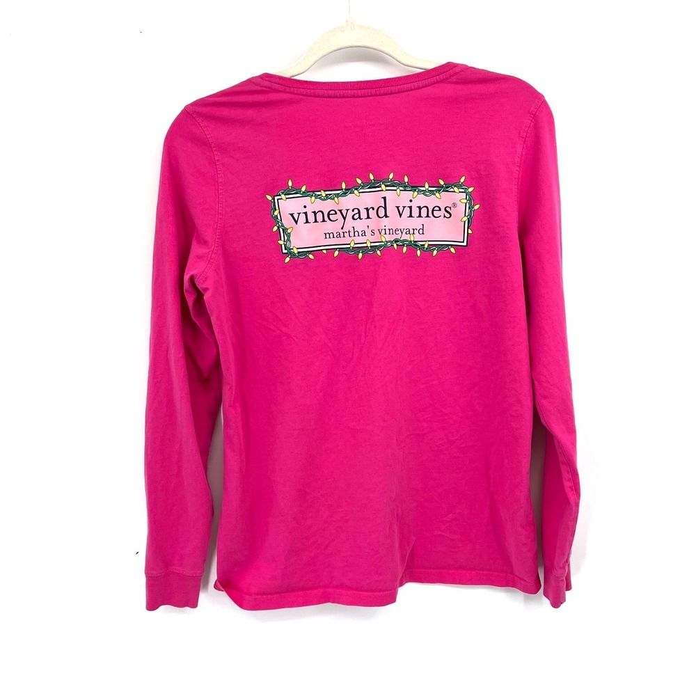Vineyard vines martha's christmas lights long sleeve t-shirt bright pink S